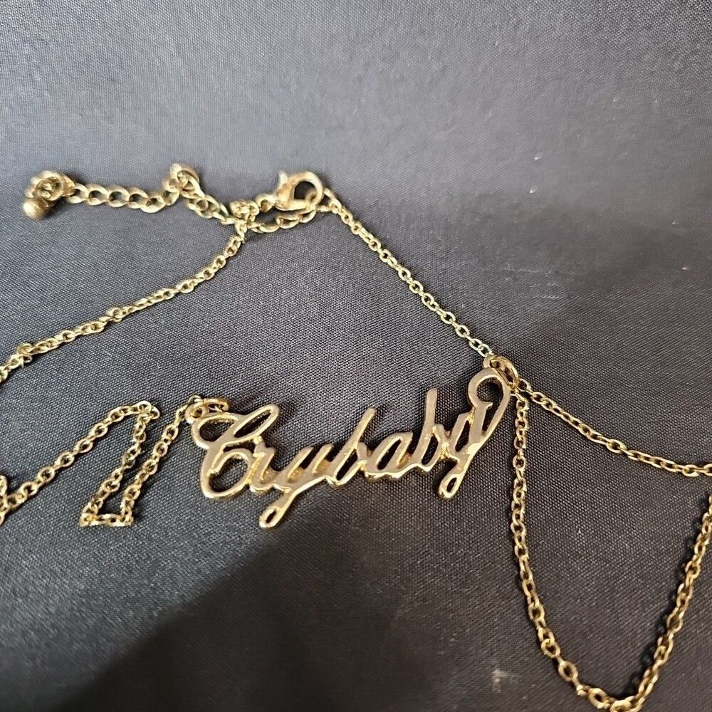 Melanie Martinez Crybaby Nameplate Gold Tone Necklace